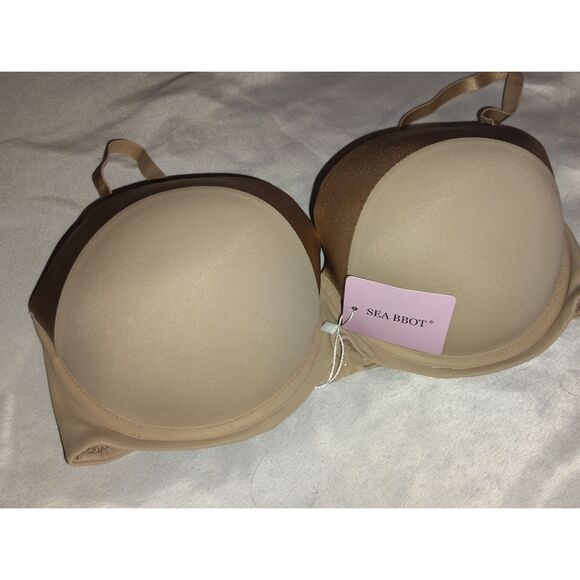 NWT SEA BBOT 36DD Push Up Bra Strapless Anti-Slip Tan Curvy Girl Plus Size - Picture 2 of 7
